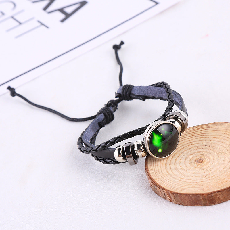 Constellation Beaded Cattle Leather Glass Luminous Bracelets