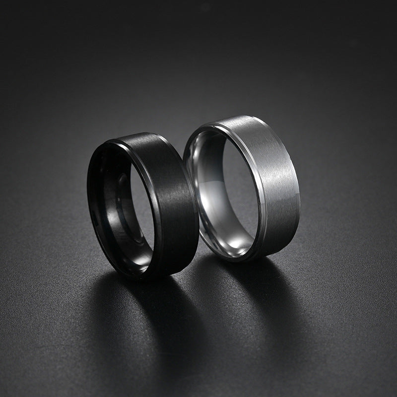 Men's Stainless Steel Ornament Matte Black Plated Rings