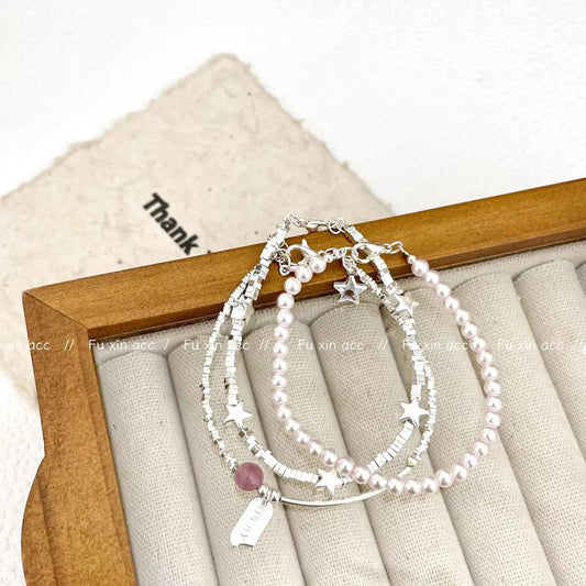 Star Female Light Luxury Minority White Pearl Bracelets