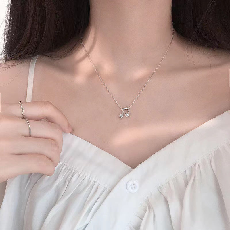 Women's Musical Note Design Simple Clavicle Chain Necklace