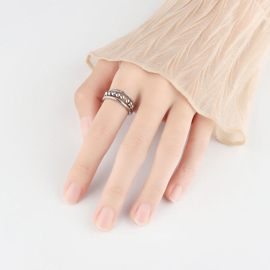 Ornament Simple Polka Dot Beaded Sier Anxiety Rings