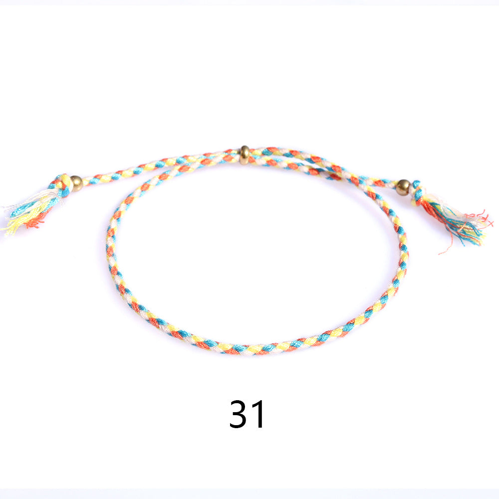 Women's & Men's Colorful Cotton String Friendship Copper Bead Bracelets