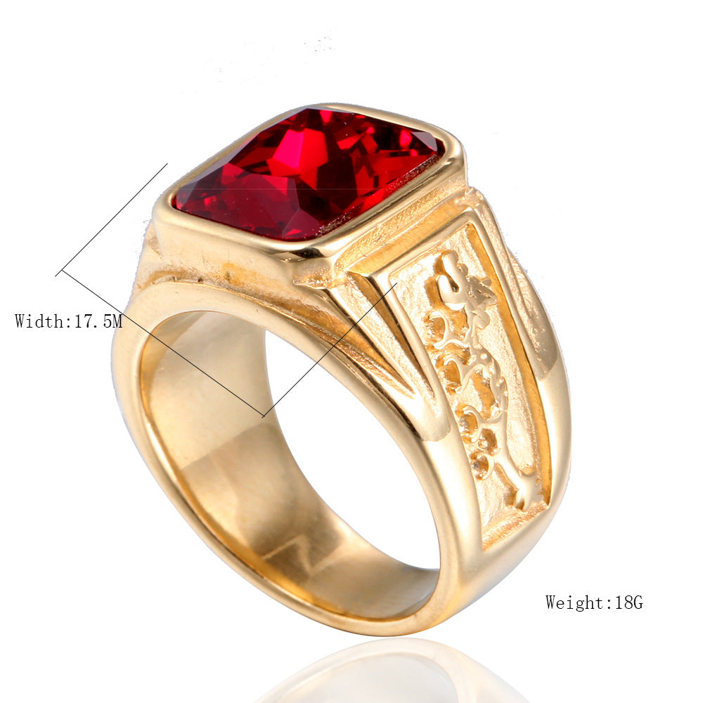 Men's Vintage Gem Dragon Titanium Steel Diamond Ring
