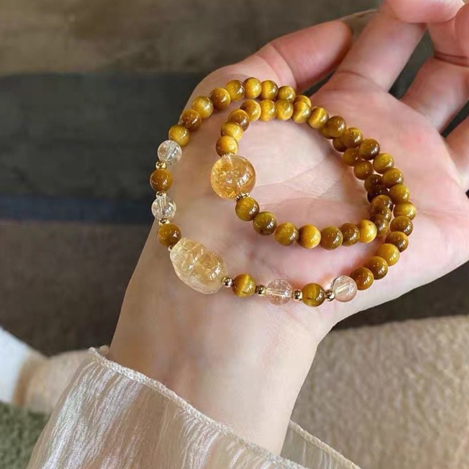 Style Lucky Imitation Citrine Gold Tiger Eye Good Luck Bracelets