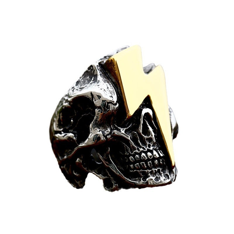 Punk Skull Retro Titanium Steel Lightning Rings