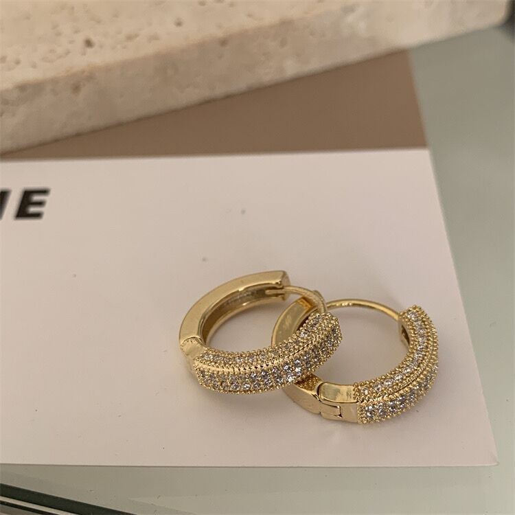 Female Niche Design Micro Inlaid Zircon Simple Earrings