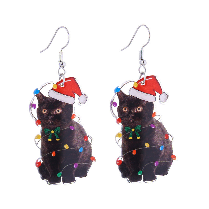 Christmas Series Creative Acrylic Personality Animal Cute Elk Earrings