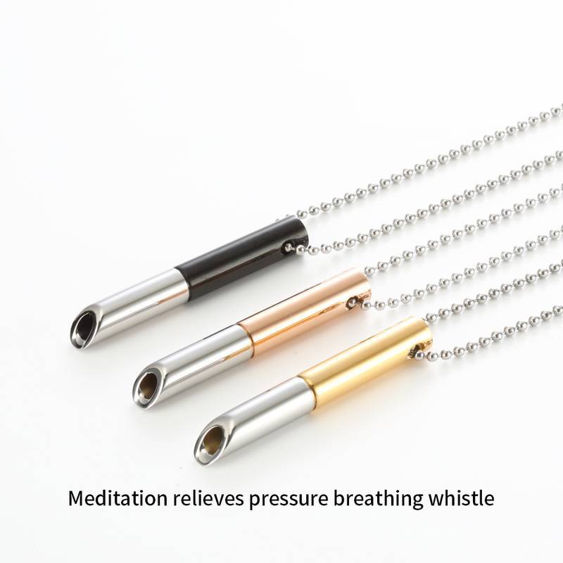 Breathing Decompression Whistle Anxiety Yoga Stainless Steel Room Necklaces