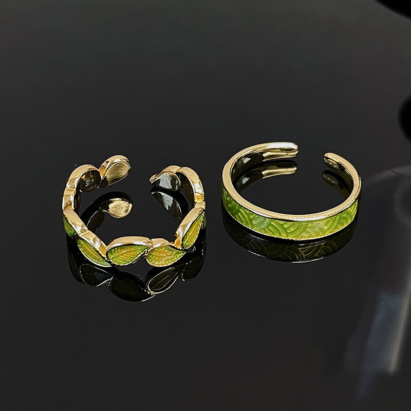 The Rich Enamel Golden Open-end Female Personalized Rings