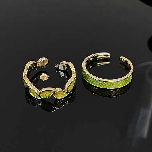 The Rich Enamel Golden Open-end Female Personalized Rings
