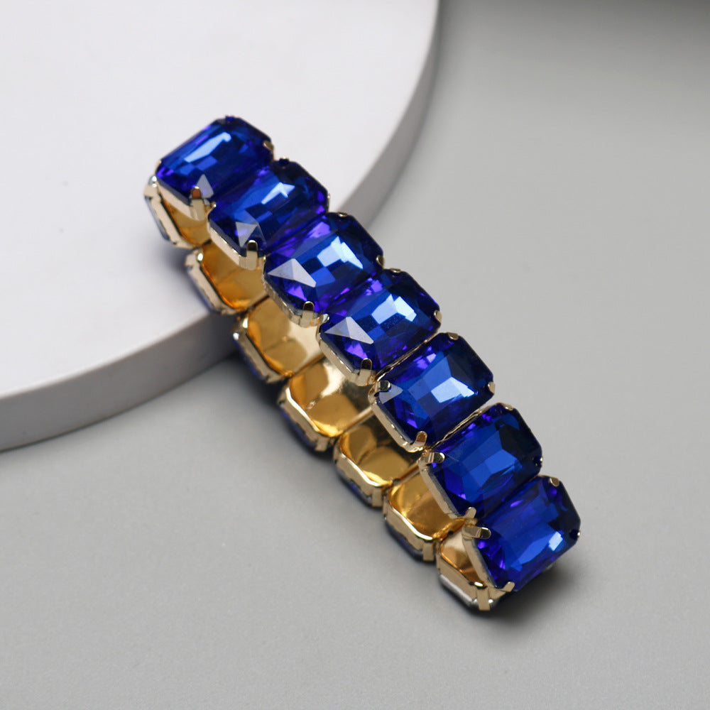 Women's Railway Fashion Geometry Pattern Gem Stretch Bracelets