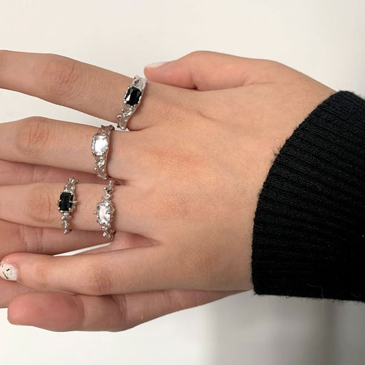 Niche Design French Irregular Dark Style Rings
