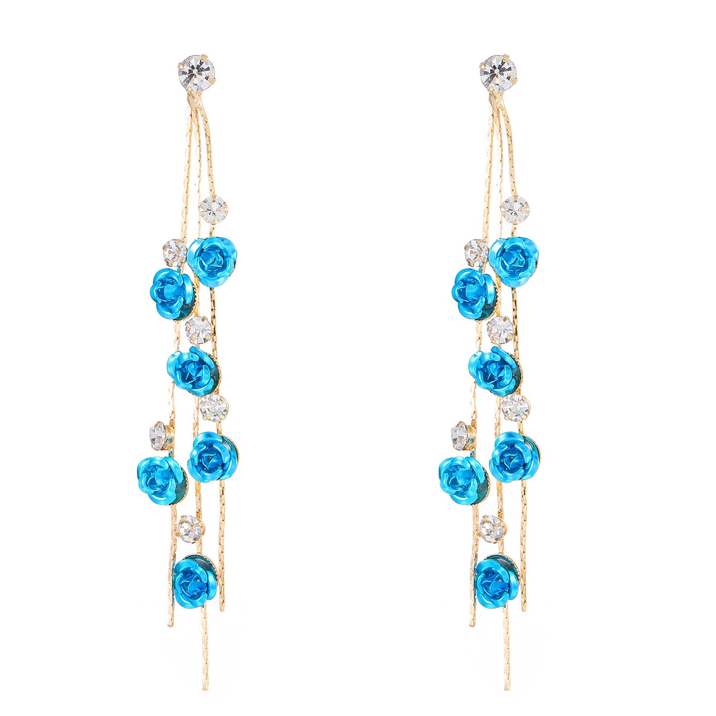 Women's French Entry Lux Long Rhinestone Tassel Earrings