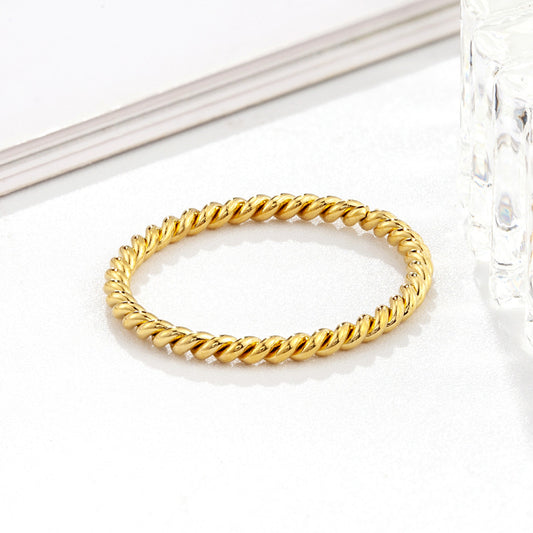 Twist Gold-plated Niche Twisted Female Titanium Rings