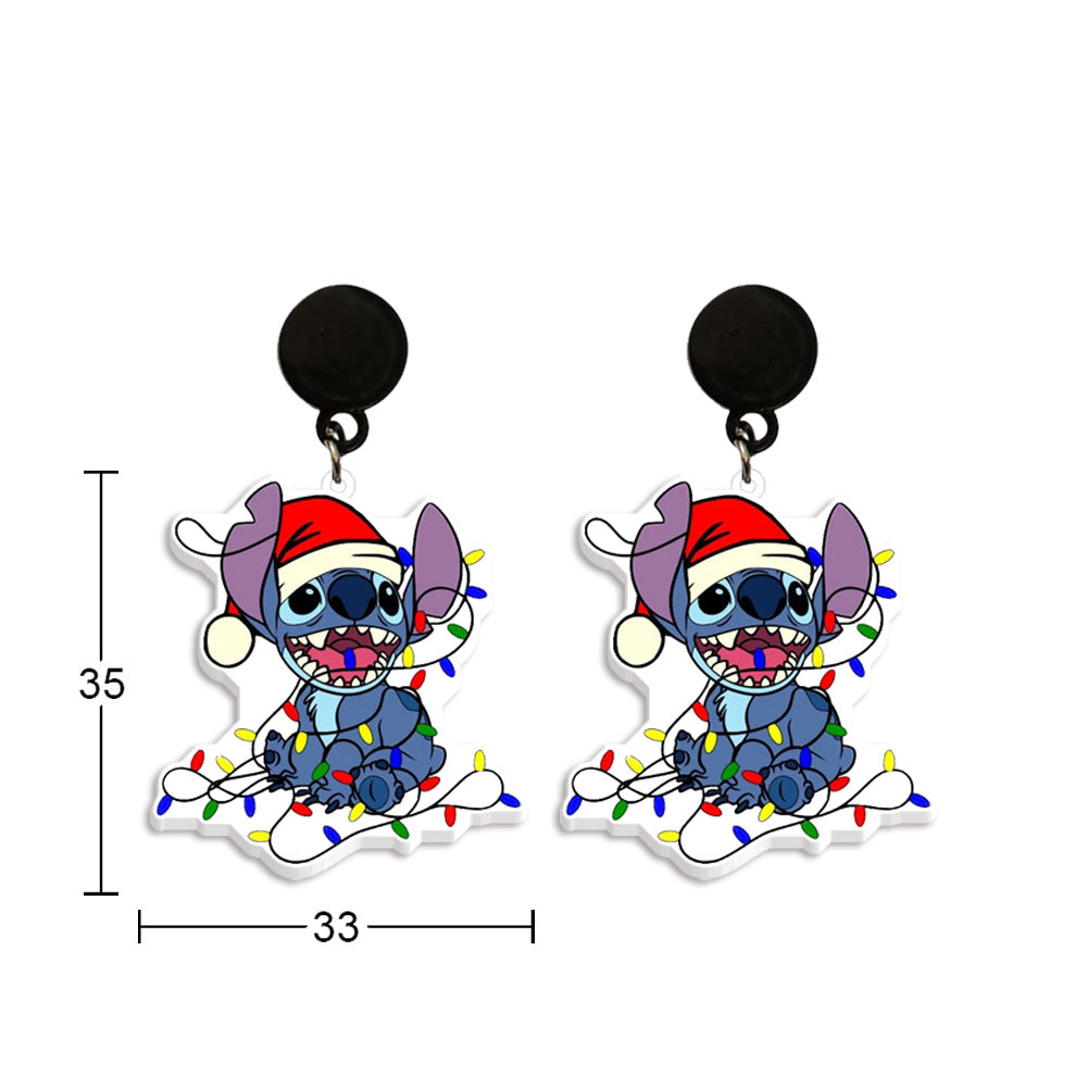 Women's Cute Christmas Stitch Cartoon Hat Star Rings