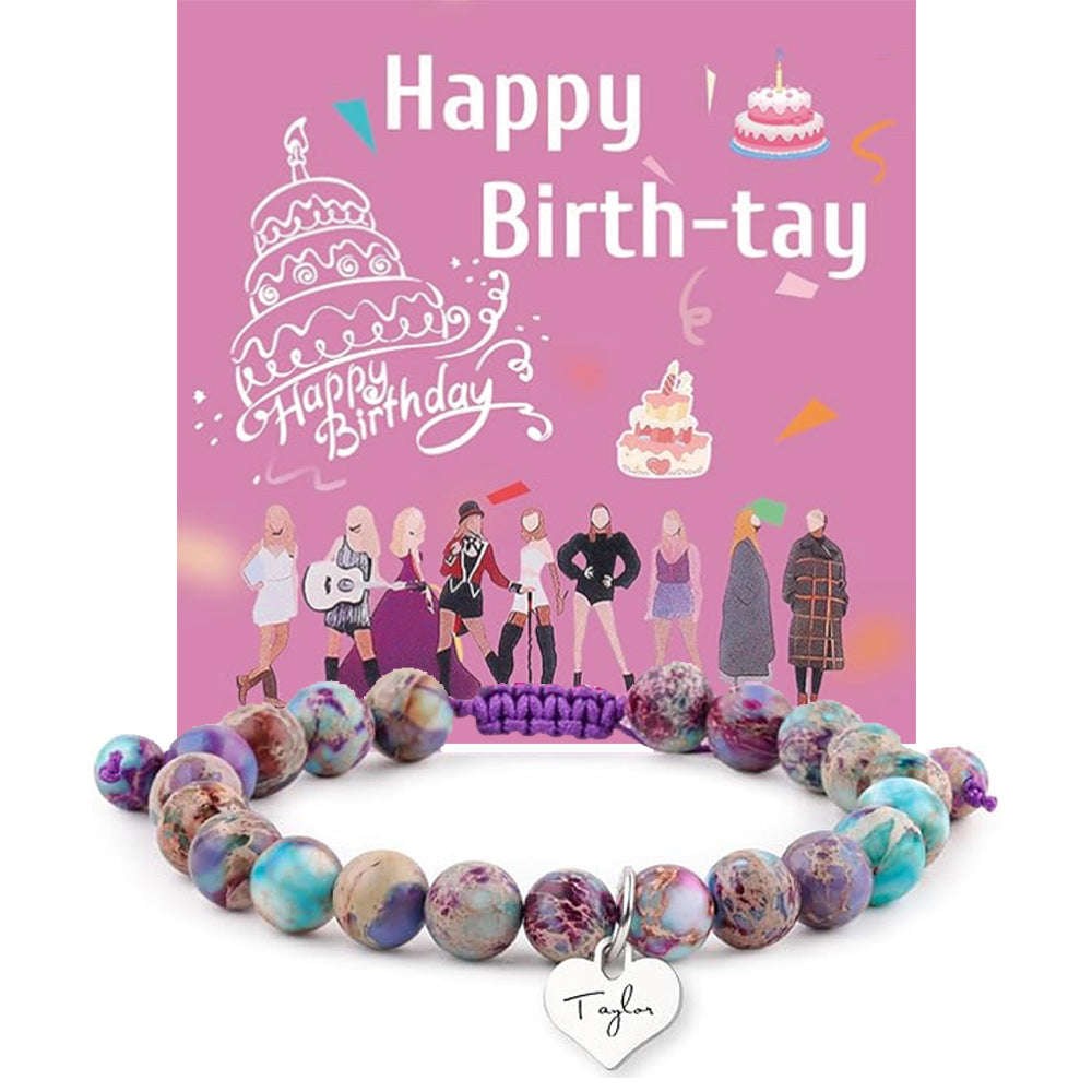 Taylor Birthday Party Music Festival Peach Heart Natural Bracelets