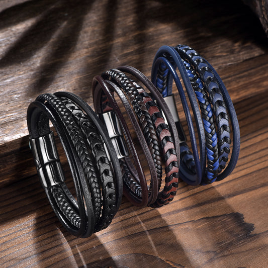 Men's Trendy Fashionable Man Classic Hand-woven Leather Bracelets