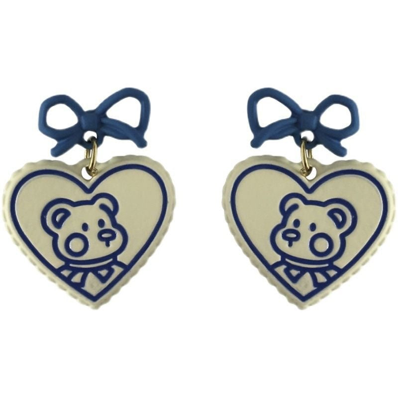 Blue Ear Female Korean Cute Sier Earrings