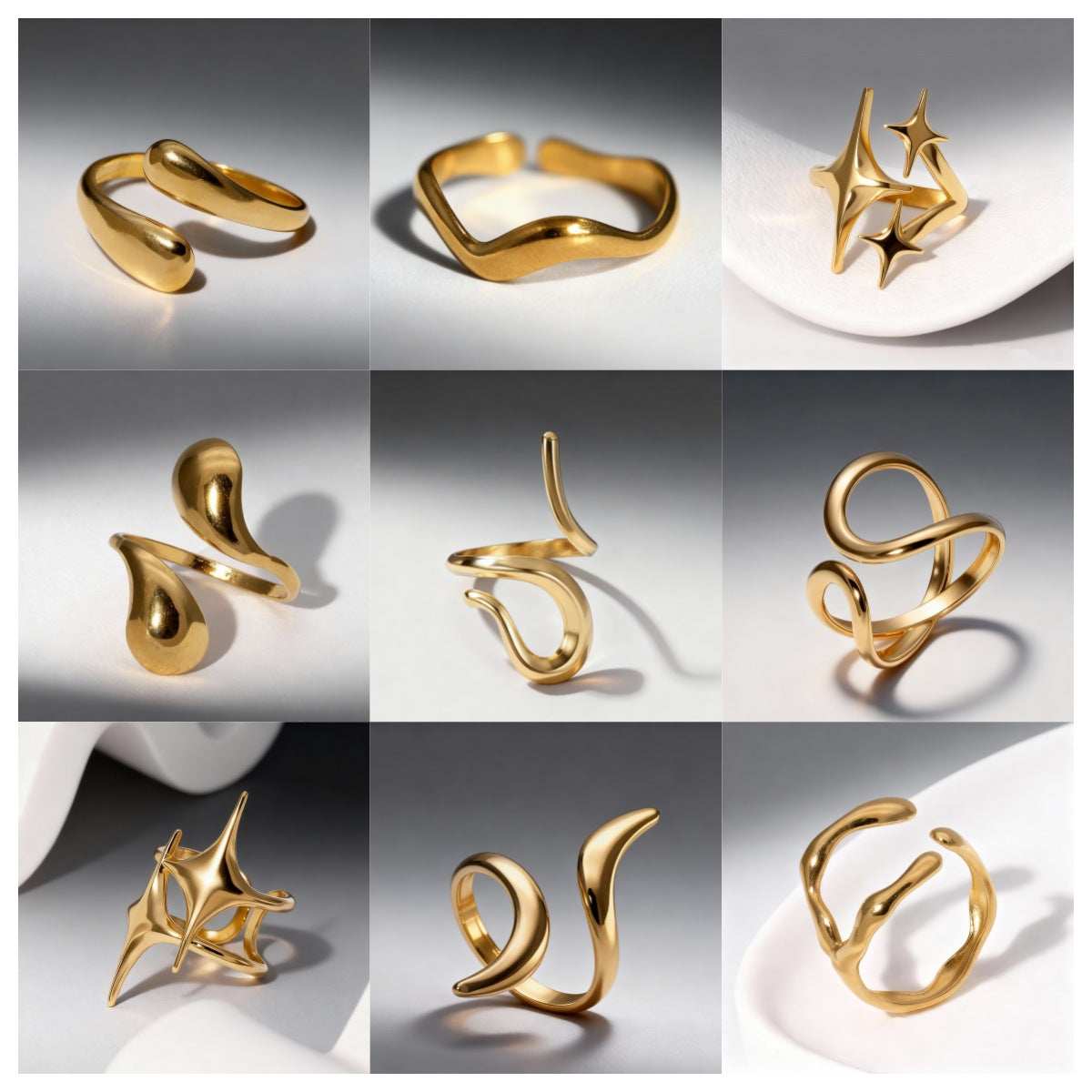 Stainless Steel Opening Adjustable Gold-plated Niche High-grade Rings