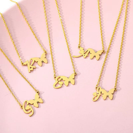 Stainless Steel Butterfly Love Letter High-grade Necklaces