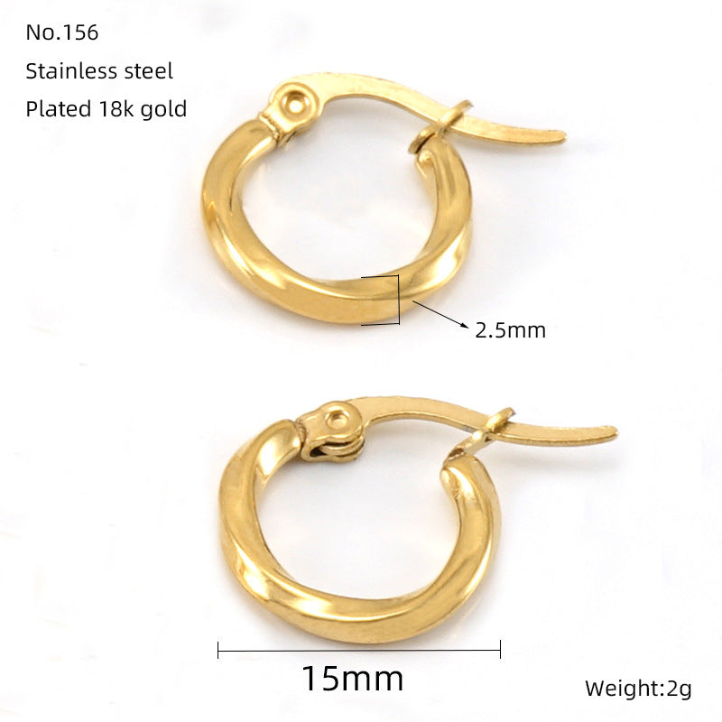 Women's Circle Simple Titanium Gold-plated Corrugated Ear Earrings