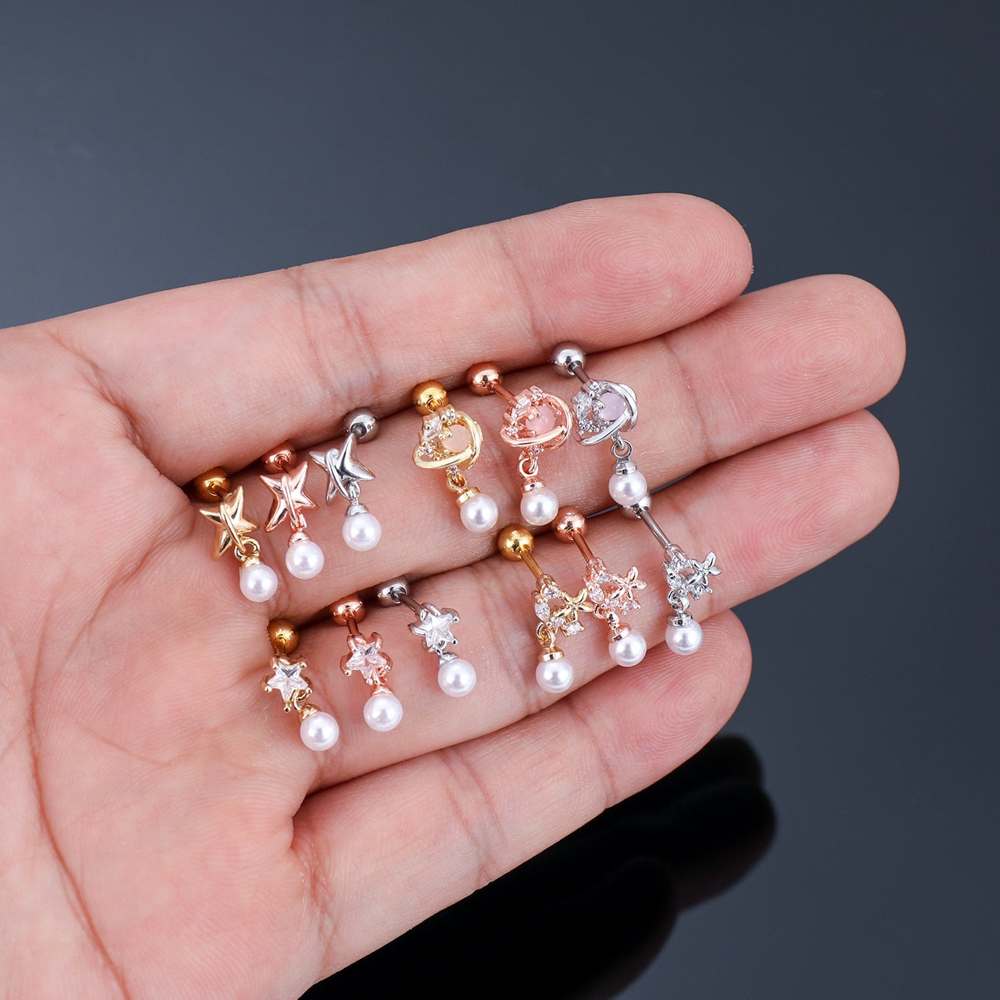 Ear Bone Female Needle Screw Twist Rings