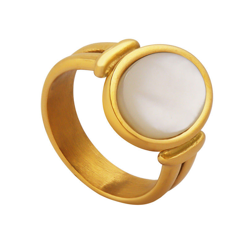 Affordable Luxury Round Inlaid White Sea Rings