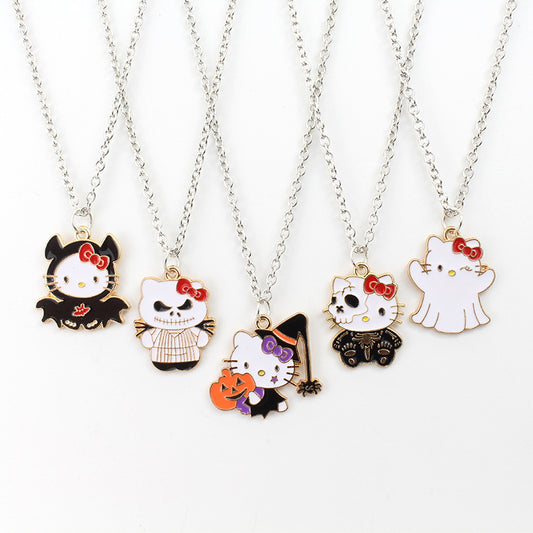 Demon Ghost Hello Kitty Alloy Dripping Necklaces