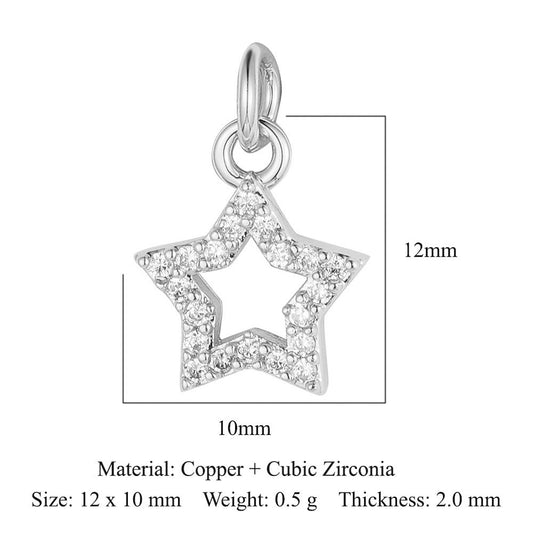 Crescent Pentagram Copper Zircon Love Crown Pendants