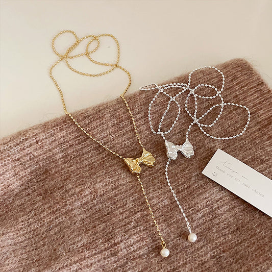 Women's Retro Metal Bow For Niche Design Necklaces