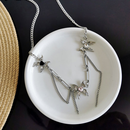 Butterfly Tassel Female Clavicle Chain Light Necklaces