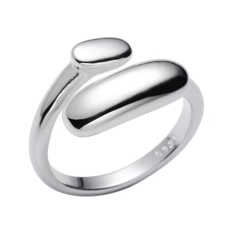 Sterling Sier Glossy Geometric Simple Opening Rings