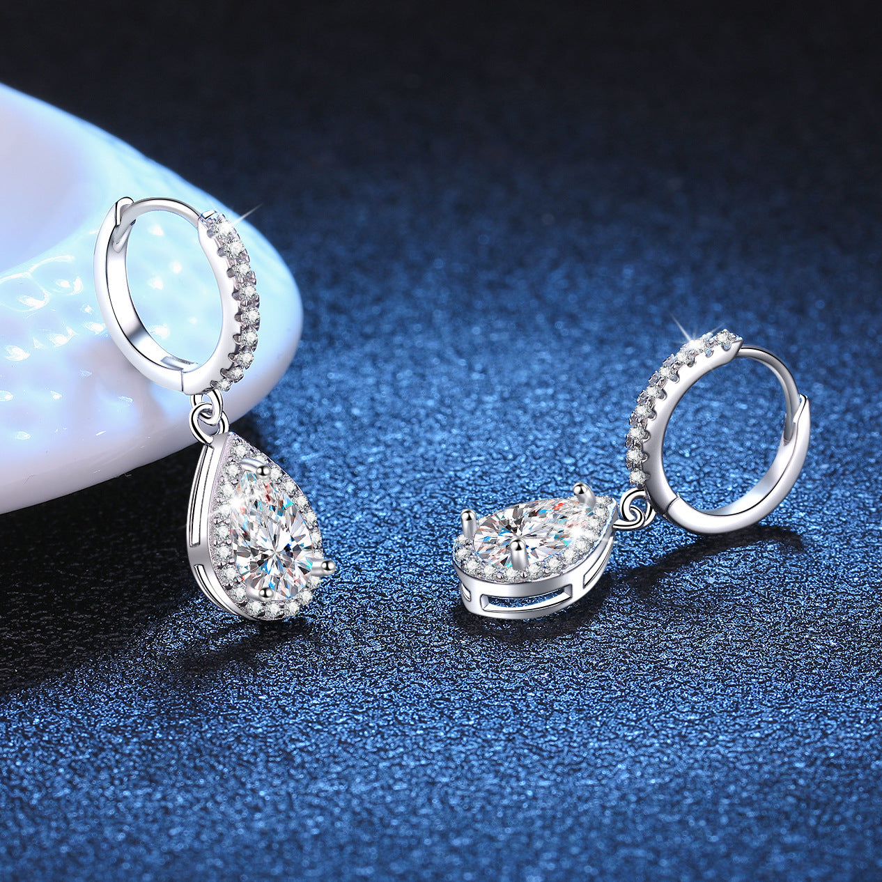 Moissanite Sterling Sier Platinum Plated Classic Water Drop Earrings