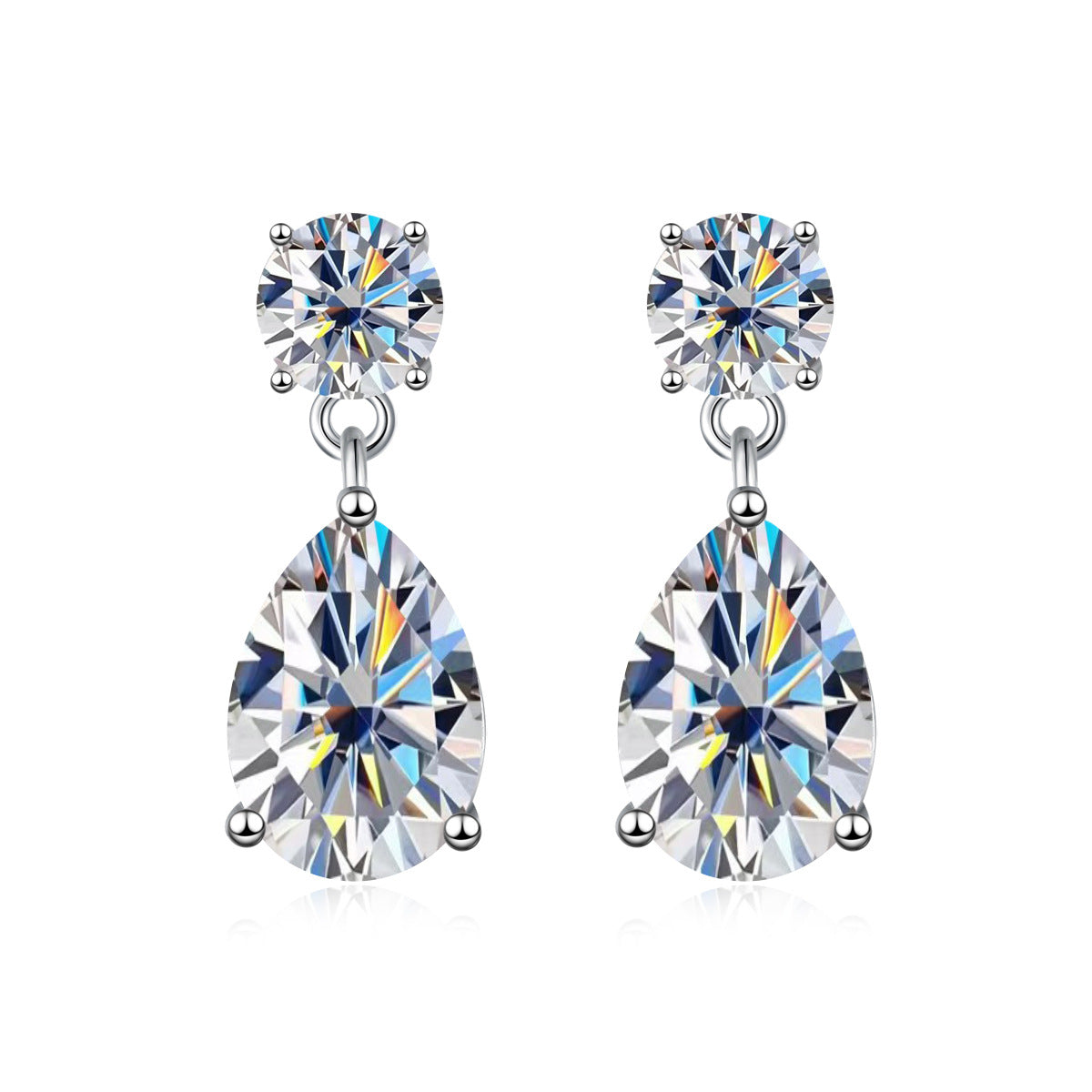 Women's Sterling Sier Drop Moissanite Light Luxury Rings