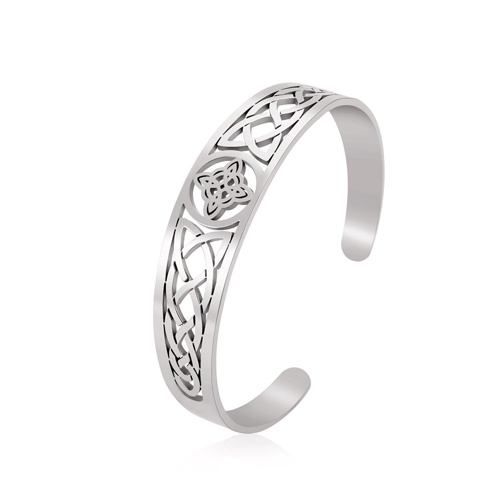 Trend Real Gold Plating Witch Knot Hollow Stainless Bracelet