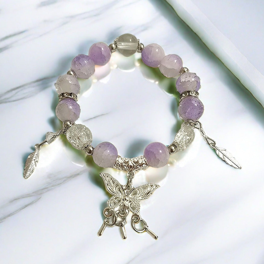 Offer Super Fairy Purple Blue Jade Broken Glass Butterfly Bracelets