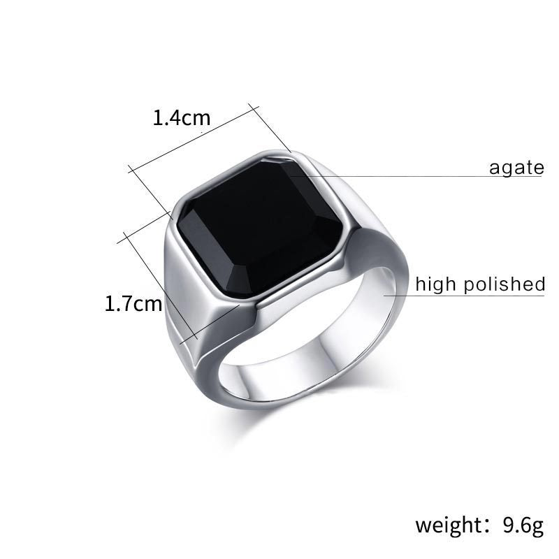 Men's Ornament Black Faceted Zircon Punk Vintage Rings