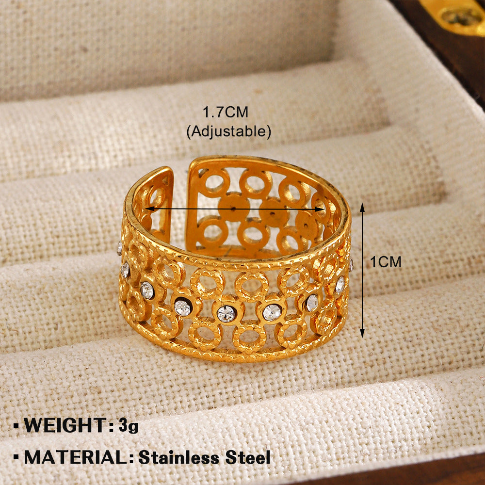 Stainless Steel Simple Diamond Inlaid Female Personalized Hip Rings