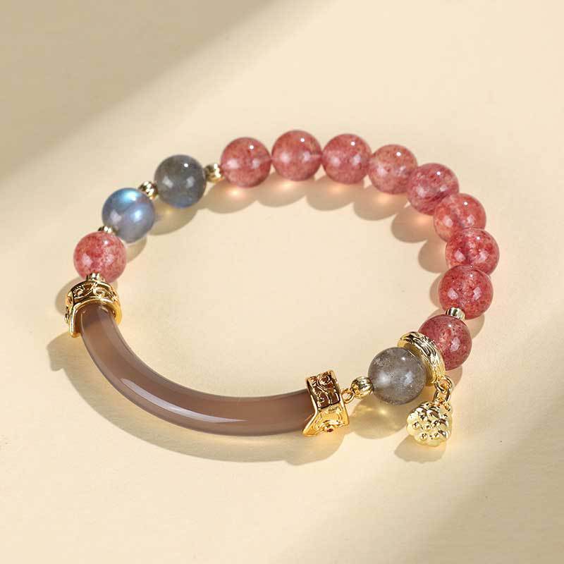 Strawberry Crystal Gray Moonlight Half Beaded Female Niche Bracelets