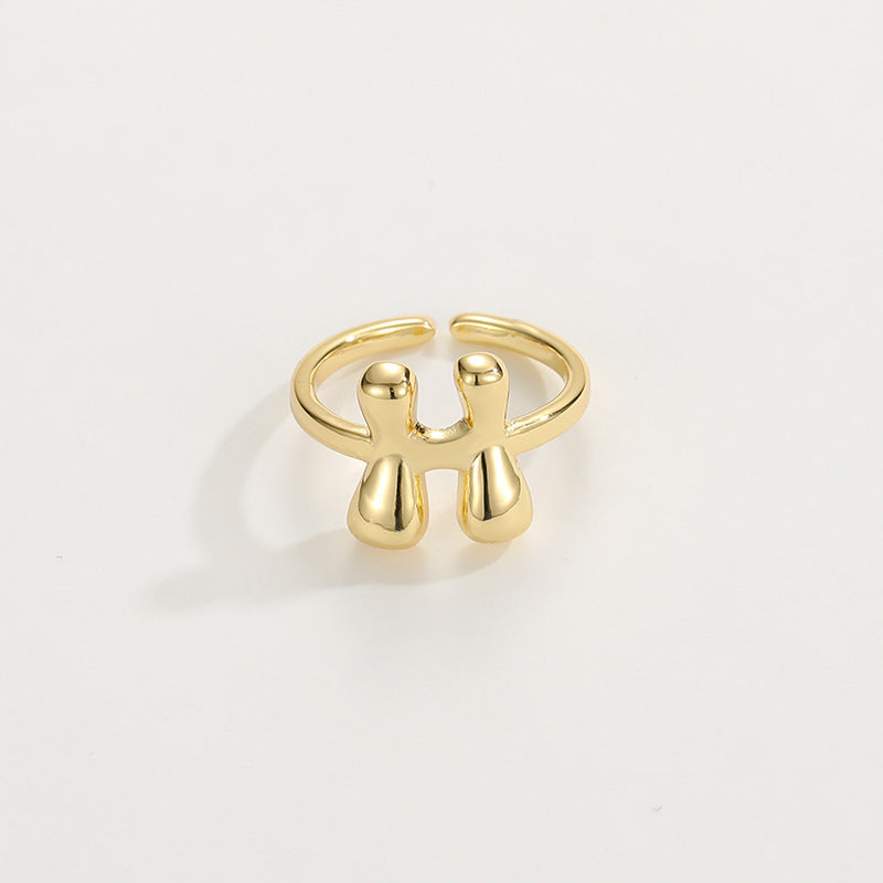 Hip Hop Letters Glossy Gold Open Rings