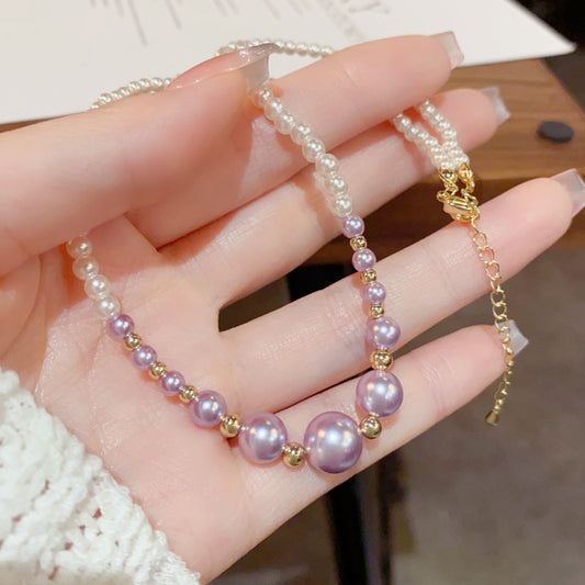 French Style Affordable Luxury Fashion Purple Beaded Necklaces
