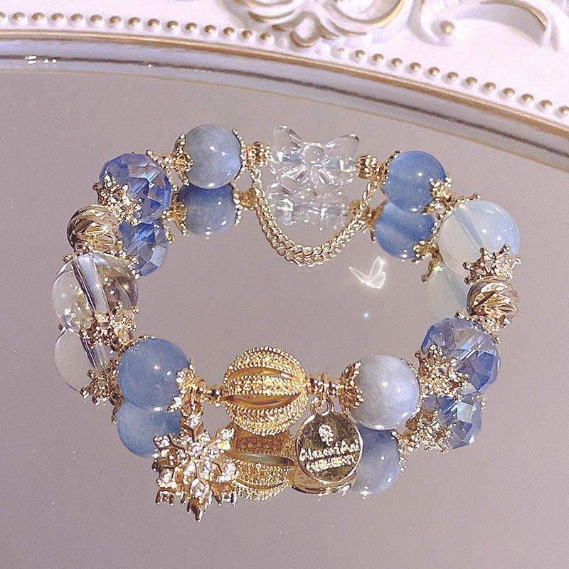 Blue Crystal White Bride Niche Ice Snowflake Bracelets