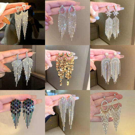 Women's Live Broadcast Temperament Fashion Exaggerated Rhinestone Earrings