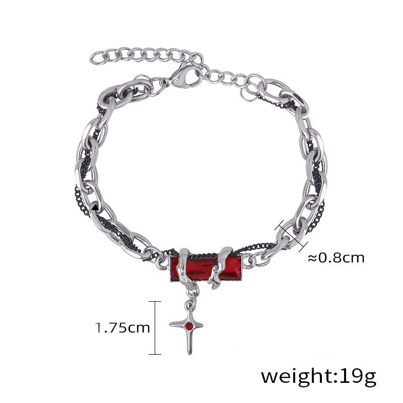 Women's & Men's Body Winding Black Diamond Titanium Steel Design Versatile Halloween Bracelets
