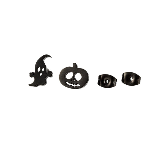 Ornament Stainless Steel Halloween Pumpkin Ghost Skull Asymmetric Earrings