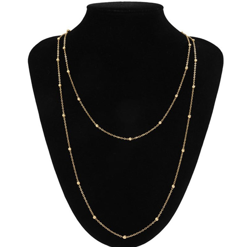 Women's Beads Twin Long Sweater Chain Simple Necklaces