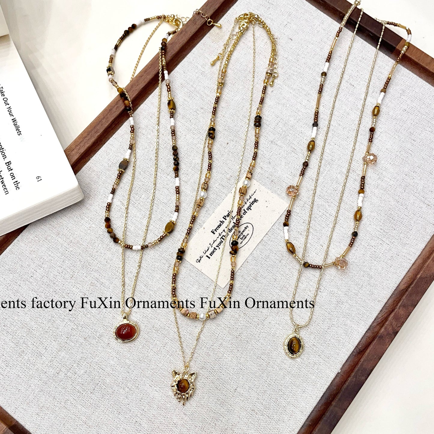 Women's Beaded Twin Design For Light Luxury Minority Tigereye Necklaces