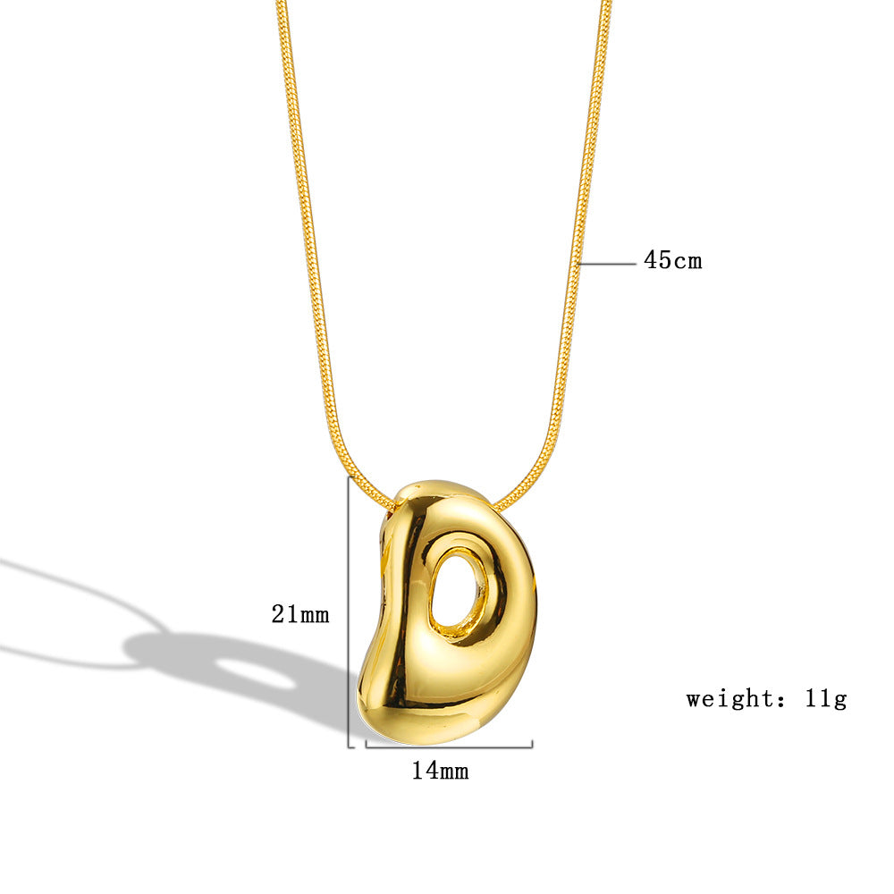 Balloon Bubble Chubby Letter Copper Plated Necklaces