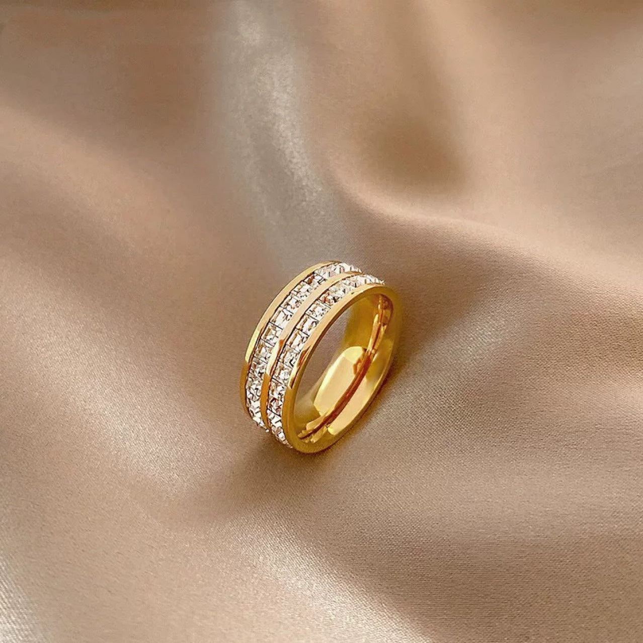 Steel Female Single Double Row Diamond Full Rings