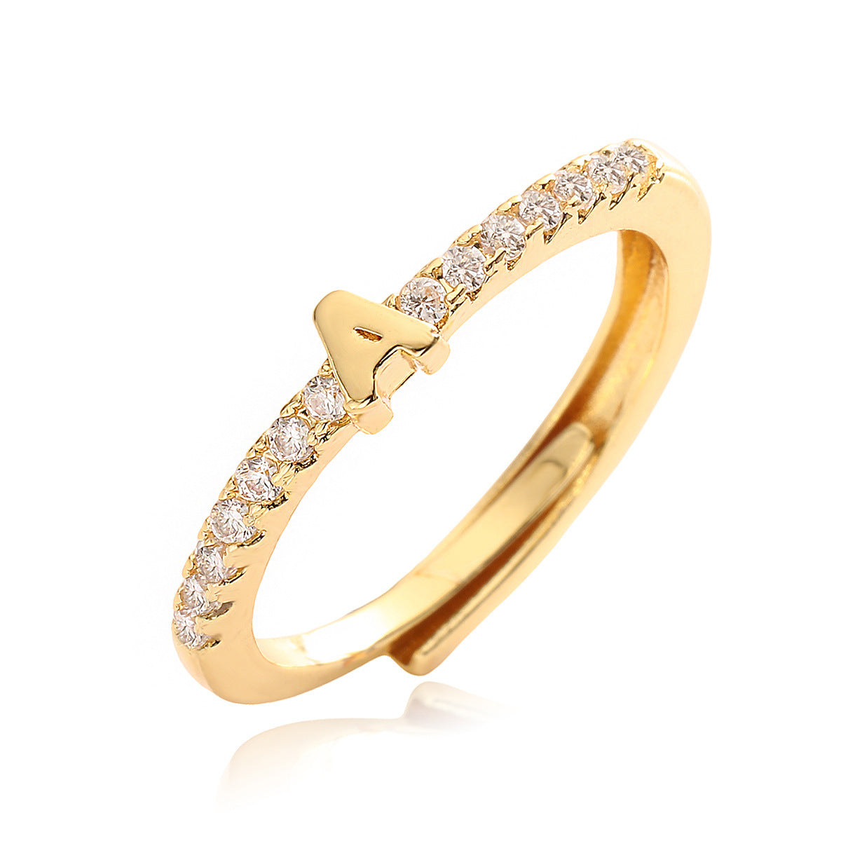 Simple Light Luxury Gold Zircon English Rings